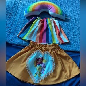 BUNDLE Colorful Striped Skirt and Orange Graphic Skirt Set